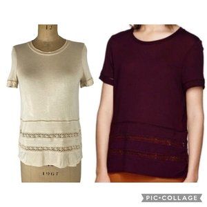 Wilfred (Aritzia) Cream Reve Crochet Detail T-Shirt Size XS